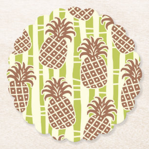 Tiki-Ananas-Bambus-Streifenmuster Untersetzer