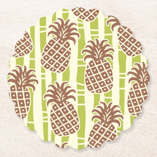 Tiki-Ananas-Bambus-Streifenmuster Untersetzer (Vorderseite)
