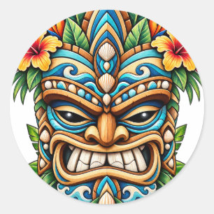 Tiki-Aufkleber Seafoam-Blume Runder Aufkleber