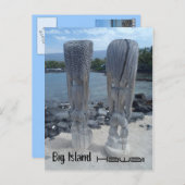 Tiki backside Big Island Hawaii Postkarte (Vorne/Hinten)