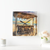 Tiki Bar 1 - Quadratische Wanduhr (Zuhause)