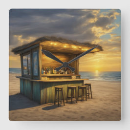 Tiki Bar - 4 - Quadratische Wanduhr
