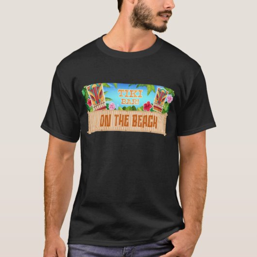 Tiki Bar am Strand T-Shirt (Vorderseite)