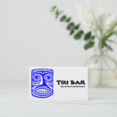 Tiki Bar - Blau, Schwarzes u. Weiß Visitenkarte (Stehend Vorderseite)