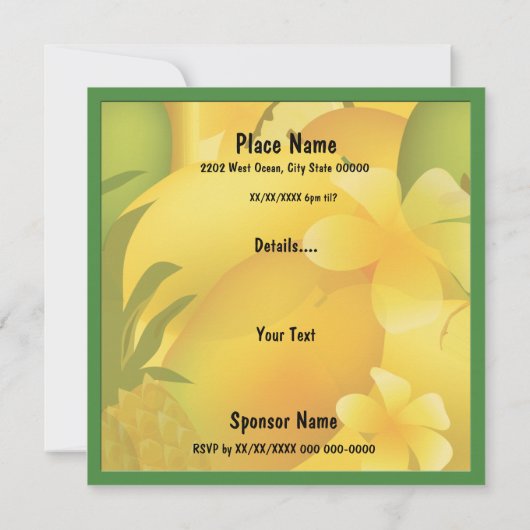 Tiki Bar Coconut Limon Luau Party Einladung (Rückseite)