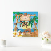 Tiki Bar Design Quadratische Wanduhr (Zuhause)