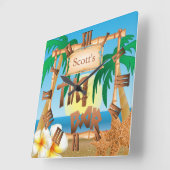 Tiki Bar Design Quadratische Wanduhr (Winkel)