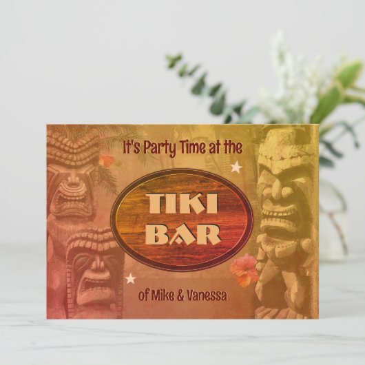 Tiki Bar Einladung (Stehend Vorderseite)