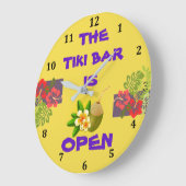 Tiki Bar-Hütte ist offenes tropisches Große Wanduhr (Winkel)