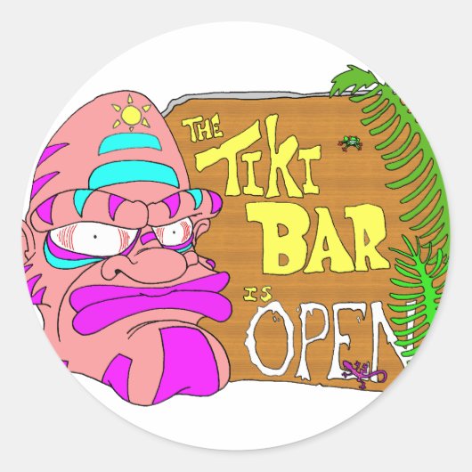 Tiki Bar is OPEN Runder Aufkleber (Vorderseite)