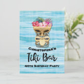 Tiki Bar Luau Hawaiian Birthday Einladung (Stehend Vorderseite)