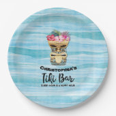 Tiki Bar Mit Monogramm Party Napkins Pappteller (Vorderseite)