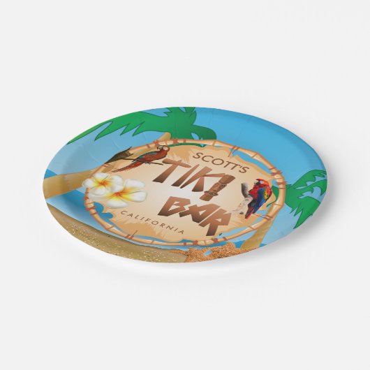 Tiki Bar - Personalisiert Pappteller (Schrägansicht)