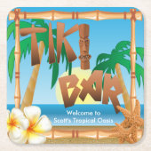 Tiki Bar Personalize Tropical Oasis Rechteckiger Pappuntersetzer (Vorderseite)