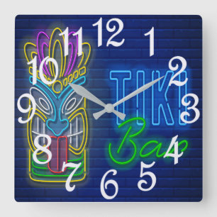 Tiki-Bar   Quadratische Wanduhr