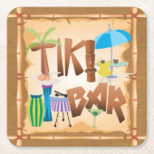 Tiki-Bar Rechteckiger Pappuntersetzer (Vorderseite)