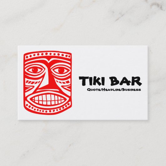 Tiki Bar - Rot, Schwarz und Weiß Visitenkarte (Vorderseite)