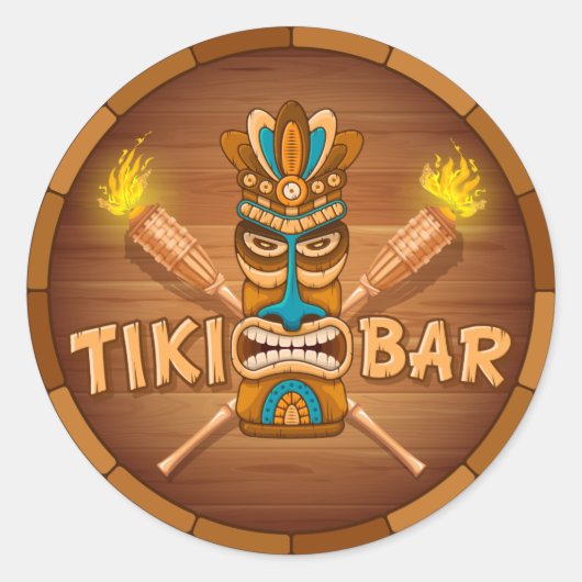 Tiki Bar Runder Aufkleber (Vorderseite)