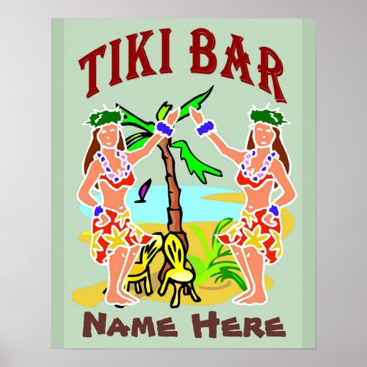 Tiki Bar Sign Name Poster (Vorne)