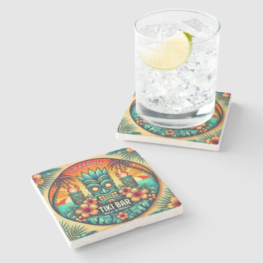 Tiki Bar Stone Untersetzer (Seitenansicht)
