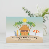 Tiki Bar Summer Birthday Party Einladung (Stehend Vorderseite)