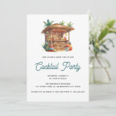 Tiki Bar Tropical Cocktail Party Hinterhof Sommer Einladung (Stehend Vorderseite)
