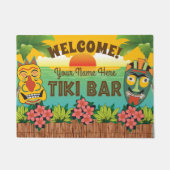 Tiki Bar Welcome with Mask Sunset Add Name Fußmatte (Vorderseite)