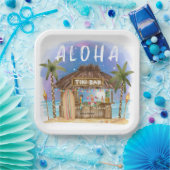 Tiki Beach Bar Tropical Aloha Surf & Sea Pappteller (Party)