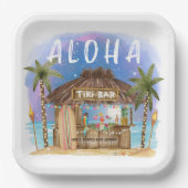Tiki Beach Bar Tropical Baby Dusche Pappteller (Vorderseite)