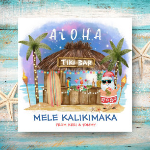 Tiki Beach Bar Tropical Moon Santa Mele Kalikimaka Feiertagskarte