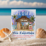 Tiki Beach Bar Tropical Santa Christmas Party Einladung<br><div class="desc">Die Tropische Weihnachtsfeier bietet Santa einen Urlaub in einem Tiki-Bar am Strand unter dem Mond und Sterne mit Palmen, Urlaubssaitlichter und hawaiianischen "Aloha" und "Mele Kalikimaka" Grüße. Tropische Cocktails, Ananas, Blätter aus Hibiskus und Palmen, Surfbrett und Papagei in einem Piraten, der den Bar schmückt. Die Rückseite ist dunkelblau. Kunst von...</div>