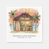 Tiki Beach Bar Tropical Sea Birthday Serviette (Vorderseite)