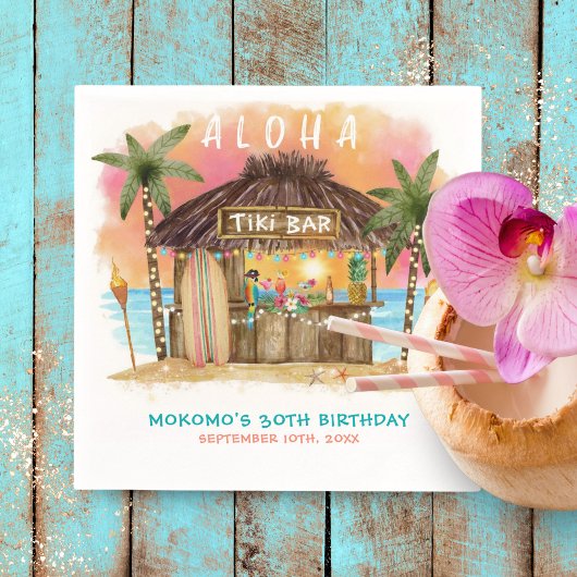 Tiki Beach Bar Tropical Sea Birthday Serviette