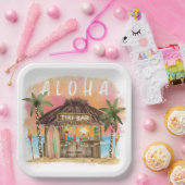 Tiki Beach Bar Tropical Surf & Sea Pappteller (Party)