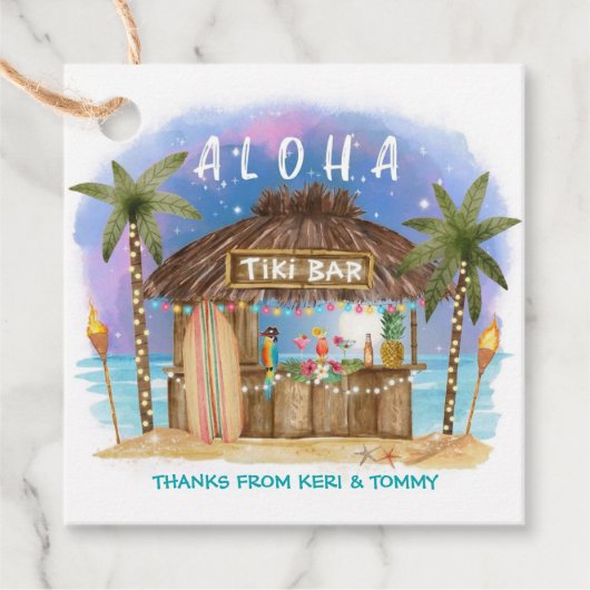 Tiki Beach Bar Tropical Surf & Sea Vielen Dank Geschenkanhänger (Vorderseite)