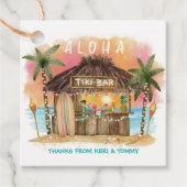 Tiki Beach Bar | Tropischer Sonnenuntergang Surf & Geschenkanhänger (Vorderseite)