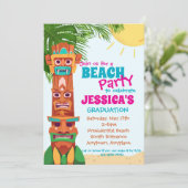 Tiki Beach Party Abschluss Einladung (Stehend Vorderseite)
