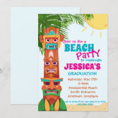 Tiki Beach Party Abschluss Einladung (Vorne/Hinten)