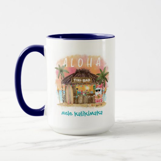 Tiki Beach Santa Mele Kalikimaka Weihnachten Tasse (Links)