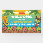 Tiki Beach Sunset Family Wiedersehen Willkommen Banner (Horizontal)
