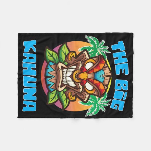 Tiki Big Kahuna Funny Hawaiian Vathers Day Vacatio Fleecedecke (Vorderseite (Horizontal))