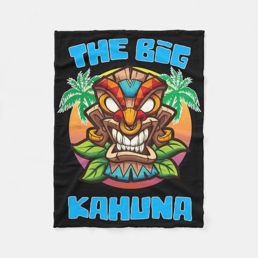 Tiki Big Kahuna Funny Hawaiian Vathers Day Vacatio Fleecedecke (Vorderseite)