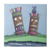 Tiki Bird Plum Keramik Tile Fliese (Vorderseite)