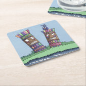 Tiki Bird Plum Square Paper Untersetzer (angewinkelt)