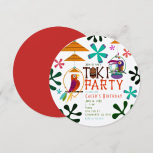 Tiki Birds Geburtstagsparty Vintag Luau Einladunge Einladung