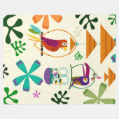 Tiki Birds Modernes, Vintages Retro-Schlafzimmer Fleecedecke (Vorderseite (Horizontal))