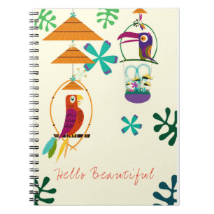 Tiki Birds Vintag Retro Art Personalisiert Notizblock