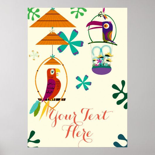 Tiki Birds Vintag Retro Personalisiert Banner Poster (Vorne)