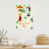Tiki Birds Vintag Retro Personalisiert Banner Poster (Küche)