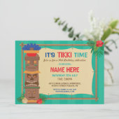 Tiki Birthday Party Aloha Luau Totem PoIe Tropical Einladung (Stehend Vorderseite)
